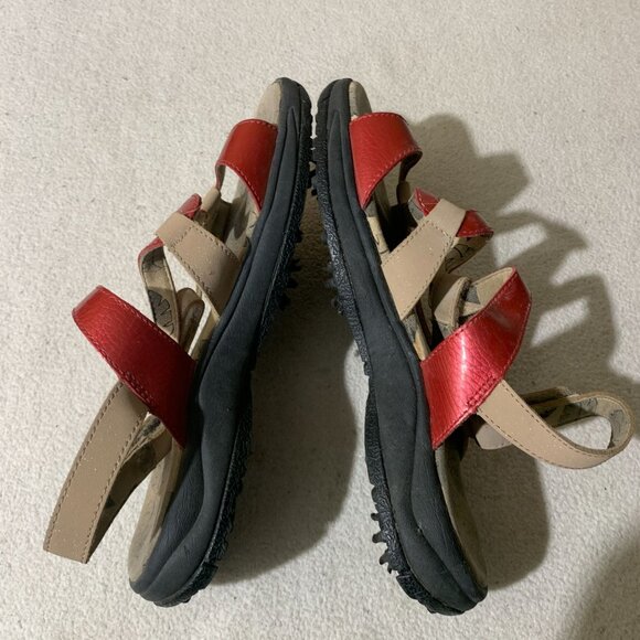 Golfstream Shoes Women's Size 9M Red Leather Open Toe Hook & Loop Golf Sandals - Picture 6 of 9